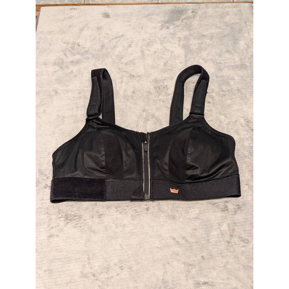 SHEFIT Black Front-Zip High-Support Sports Bra